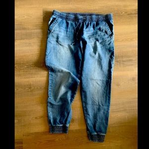 Blue denim jogger pants, good condition